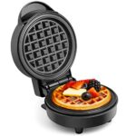 VonShef Mini Waffle Maker – Waffle Iron 600W with 12.5cm Non Stick Plates, Single Belgian & American Waffle Machine, Keto Chaffle Maker, Snacks &