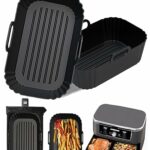 Silicone Air Fryer Liners for Ninja Dual Air Fryer 2PCS Reusable Air fryer Silicone Liner for Ninja Dual Air Fryer AF300UK AF400UK, Double Air fr
