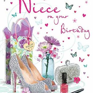 Regal Publishing C80186 Birthday Card Niece - 9 x 6 inches, red|grey|beige|peach|pink