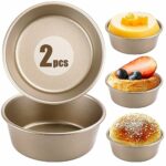 2 Pack Air Fryer Egg Moulds, 4.3 Inch Nonstick Air Fryer Baking Pans Reusable Food Grade Carbon Steel Air Fryer Accessories for Cooking Baking (G