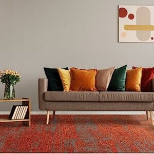 Lord of Rugs Modern Abstract Rug for Bedroom Living Room Soft Silky Chenille Flatweave Hand Carved Rug Marmalade Orange Large 160x230 cm (5'3"x7'