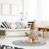 IHONYI Round Cotton Area Rugs 90cm Washable Machine Hand Woven Tassels Circle Rug Carpet Chic Bohemian Pattern Floor Mats Boho rug for Bedroom Li