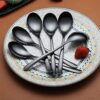 Black Dinner Spoons 6 Pieces, Kyraton 21.5 cm Stainless Steel Titanium Plating Black Table Spoons, Soup Spoons Silverware Set Sturdy Easy To Clea