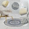 IHONYI Round Cotton Area Rugs 90cm Washable Machine Hand Woven Tassels Circle Rug Carpet Chic Bohemian Pattern Floor Mats Boho rug for Bedroom Li