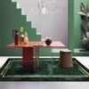 Jiyuhang Rugs Living Room 120x160, Dark Green Washable Rug Soft and Comfortable, Non-Slip and Easy to Clean Area Rugs Simple Geometric Design Rug