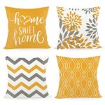 Cushion Covers 45 x 45cm Set of 4,Sofa Bedroom Decorative Pillowcase with Home Sweet Home,Luxury Couch Cushion Case with Invisible Zipper for hom