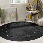 Avgari Creation Rug Jute Natural Circle Design Round Handmade Braided Area Rug Carpet Living Room Indoor Outdoor Kitchen Rug (120x120 CM (4x4 Squ