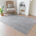 Evitany Short Pile Carpet, Area Rugs Machine Washable Room Rug Anti-Slip Traffic Rug Soft Chenille Carpets Bedside Rugs for Bedrooms,Grey,60x120