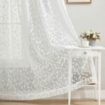 White Lace Sheer Curtain for Living Room Bedroom Leaf Buds Pattern Drapes Light Filtering Embroidery Elegant Window Treatment Sets for Basement L
