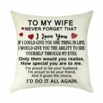 to My Wife Gift Cushion Cover Best Wife Gift Anniversary Valentine's Day Birthday Gifts for Wife from Husband Cotton Linen Decorative Pillow Cove