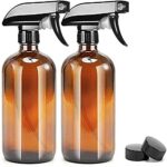 UMISKAM 2 Pcs Empty Glass Spray Bottles Refillable Container for Essential Oils,Cleaning- Durable Trigger Sprayer with Mist Stream Settings (2 *
