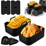 6Pcs Silicone Pot for Ninjas Dual Air Fryer, Reusable Silicone Air Fryer Liner, Silicone Air Fryer Basket, Double Basket Air Fryer Kitchen Access