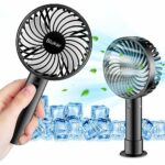 Blukar Mini Handheld Fan, Portable USB Rechargeable Fans with Desk Base&3 Speeds, 4 Fan Blade Powerful Wind Design Electric Powered Personal Mini