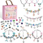 90 PCS Charm Bracelet Making Kit, Jewelry Making Supplies Beads, Bracelets for DIY Craft, Mermaid Girls Gift Jewelry Making Supplies Set for Girl