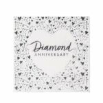 Creative Party J045 Diamond Anniversary 3-Ply Foil Stamped Paper Luncheon Napkins, 13"-16 Pcs,White