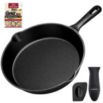 OVERMONT Pre-Seasoned Cast Iron Skillet –(9.6Inch-24.5cm) (7.7Inch-19.5cm) (6Inch-15.24cm) Frying Pans Oven Pot Safe Cookware for Stove, Barbecue