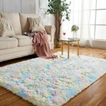 Achiiso Rainbow Area Rugs Furry Carpet Soft Rug Modern Colourful Rug for Living Room Bedroom Dorm Room Decor(Rainbow,60 * 120 CM)