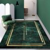 Jiyuhang Rugs Living Room 120x160, Dark Green Washable Rug Soft and Comfortable, Non-Slip and Easy to Clean Area Rugs Simple Geometric Design Rug
