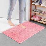 XIUDONG 80 * 50cm Non Slip Bath Mat Thickened Bath Rug for Bathroom Absorbent Ultra Soft Bathroom Rug Floor Carpet Chenille Bath Mat Machine Wash