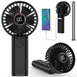 VASG Mini Handheld Fan, 2 in 1 USB Fan Portable Hand held Personal Fans 6 Speed Rechargeable with LED Display & 3000mAh Battery for Home Office B
