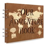 Creawoo Wooden Our Adventure Book Scrapbook Photo Album, DIY Handmade Movie Up Travel Photo Album for Couples, Memory Photo Scrapbook for Anniver