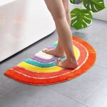 Xinyanmy Multicolour Half Round Bathroom Mat Microfiber Non-Slip Bathroom Shower Rugs can Machine Washable 50 x 80cm