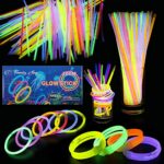 Trimming Shop 100Pcs Premium Glow Sticks Party Pack with Connectors 8 inch Multi-Coloured Glow In The Dark Light Sticks to create Neon Necklace G