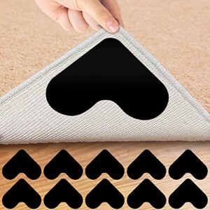 Rug Gripper,12pcs Carpet Gripper, Non Slip Rug Tape, Washable Reusable Rug Grippers From Rug to Carpet, Double Sided Anti Curling Rug Grippers fo