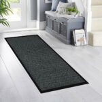 Homatz Hallway Runner Rug Grey 60x120cm Heavy Duty Entrance Mat Non-Slip Rubber Back Large Runner Dirt Trapper Carpet, Water Absorbent Runner Mat