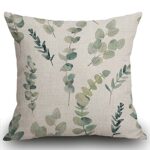 Smooffly Cushion Cover Decorative Green Leaf Watercolor multipack Eucalyptus Branches Hand Floral with Plant Objects on White Natural Greenery Tw