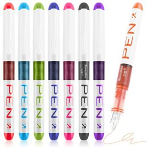 Cobee 8 Colored Disposable Fountain Pens, Multicolor Ink Fine Point Pen Smooth Writing Calligraphy Pens for Sketching Journaling Calligraphy Scho