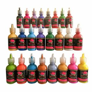 Crafts 4 ALL Fabric Paint Set - Set of 24 Permanent, Assorted 3D Paints for Decorating Clothes, Shoes, Canvas, Wood, Ceramic and Glass - Art Supp