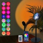 Sunset Lamp, Rainbow Sunset Projection Mood Lamp with Music Sync&Colours Changing, Romantic Led Night Light with APP Control for Photography/Vlog
