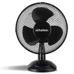 Schallen Small 9" Portable Desk Table Oscillating Cooling Fan with 2 Speed Setting & Quiet Operation (Black)