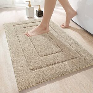 DEXI Bath Mat 40 x 60 cm, Non-Slip Bathroom Mat Machine-Washable, Ultra Soft and Water Absorbent Bath Rug for Bathroom, Tub and Shower - Beige