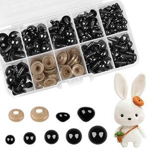 Safety Eyes for Crochet Toys,135pcs Doll Eyes and Noses,Craft Teddy Bear Eyes with Washer for Toy Making DIY Crafts(Black,6-12 mm)