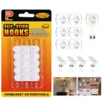 Ainiv 2-Packs 40 Hooks Mini Clear Light Clips with Adhesive Strips(Damage-Free Remove), Hanging Decorating Clips for String Fairy Lights, Multi-F