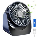 BEGKYA Desk Fan, Mini USB Fan Silent with Battery Powered, 3 Speeds Small Quiet Table Fan Rechargeable, 360° Rotation Portable Cooling Fan for De