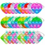 TOANWOD 30PCS Party Bag Fillers for Kids - Pop Fidget Toys Pack - Mini Keyring Sensory Party Favours Set - Birthday Box Stocking Keychain Gifts f