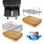 6pcs Stainless Steel (304) Air Fryer Racks for Ninja Air Fryer Accessories Including 4 BBQ Skewers + 50pcs Disposable Paper Liners for Ninja Air