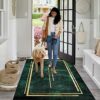 Jiyuhang Rugs Living Room 120x160, Dark Green Washable Rug Soft and Comfortable, Non-Slip and Easy to Clean Area Rugs Simple Geometric Design Rug
