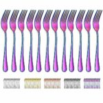 Evanda Rainbow Dinner Fork 12 Pieces 20.5cm, Rainbow Titanium Plating Stainless Steel Table Forks, Mirror Polish and Smooth Edge Easy To Clean, D