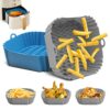 Air Fryer Liners Silicone Reusable, 2 pcs Air Fryer Accessories for 5L-7.2L Ninja Tower COSORI, 8.26 Inch Square Airfryer Liners, Replacement for