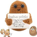 Pipihome Positive Potato Pocket Hug, Funny Knitting Wool Potato with Positive Card, Inspirational Potato Doll Pocket Hug Gift for Birthday Holida