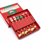 STARRY G Christmas Tableware Set, 6PCS Stainless Steel Spoon and Fork Set, Dessert Coffee Spoon, Fruit Fork, Christmas Tree Spoon with Gift Box -