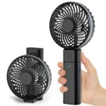 Wasuka Portable Handheld Fan, USB Rechargeable Hand Fan Desk Fan with 5200mAh Power Bank Function, 5 Speeds Strong Airflow Mini Personal Cooling