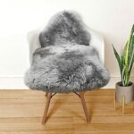 Asuneter Genuine Sheepskin Rug 90×60cm Fluffy Rug Single Pelt Sheepskin Rugs for Bedroom/Living Room Fluffy Lambskin Fur Area Rug Seat Covers for