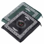 Anlising Portbale Travel Prayer Mat, with Compass Pocket Sized Carry Bag and Attached Compass Prayer Rug Portable Polyester 60 * 100cm 2Packs