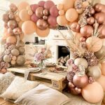 AFKAR Apricot Balloon Arch Kit, 130 Pcs Retro Balloon Arch with Different Sizes of 18 Inch, 10 Inch, 5 Inch for Balloon Garland as Birthday Decor