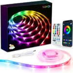 Tasmor TV LED Backlight 2m, RGB LED Strip Light Using IC Chips Control Rainbow Colour, USB Powered, Remote and APP Control, Music Sync Color Chan